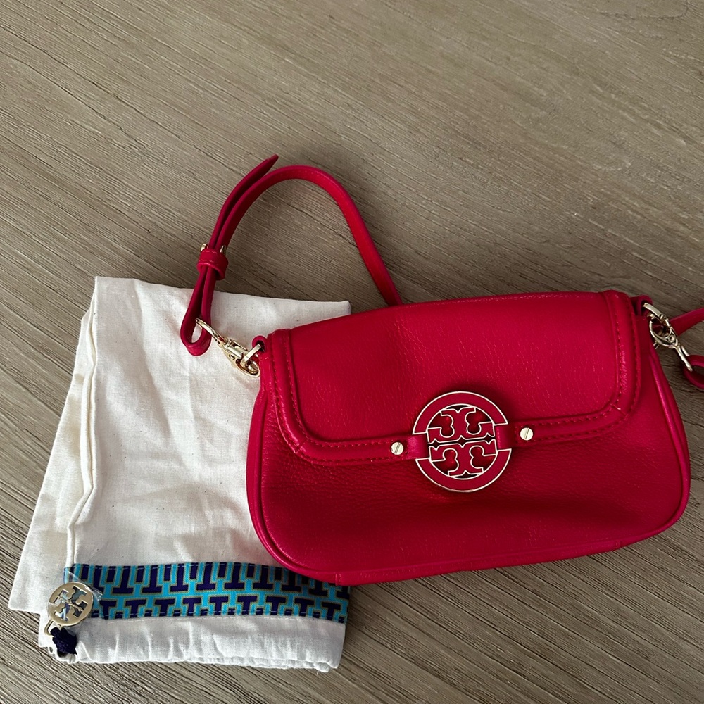 Tory Burch Amanda Leather Mini Crossbody Bag Red - Picture 2 of 5